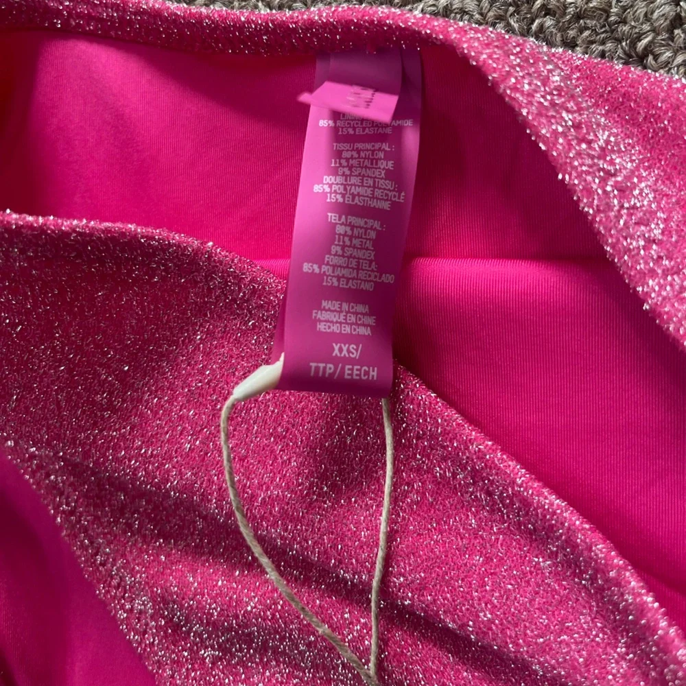 NWT Skims magenta Mid Waist Sparkly Bikini Bottoms Size XXS‎